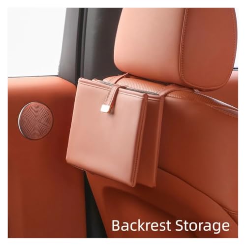 Basurero para coche de cuero naranja cubo de basura plegable y caja de almacenamiento impermeable 3