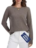 ACUSHLA Women Cashmere Merino Wool Sweaters Long Sleeve Winter Tops,Brown M