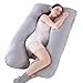 Seitenschläferkissen U-förmiges XXL, Komfortkissen Erwachsene, Schwangerschaftskissen,Body Pillow, Stillkissen,Körperkissen,abnehmbar, waschbar(70 x 145 cm, Hellgrau)
