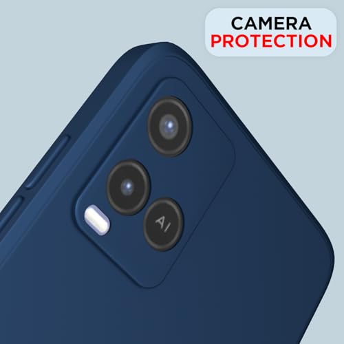 Image of Outlouders Back Cover for Vivo Y21 2021 / Vivo Y33s | Camera Protection | Durable Soft Matte Silicone Bumper Case (Blue)
