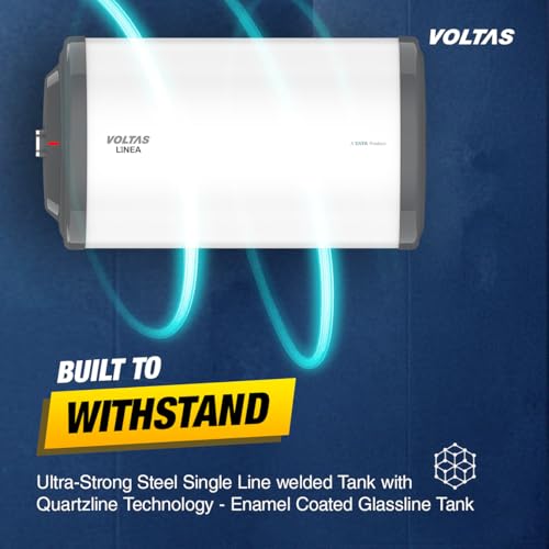Image of Voltas Linea 15L 3 Star Horizontal Mounting 2000W Water Heater, with Quartzline Technology (Glassline Tank), Warranty: Tank 7 Years, Element 3 Years, 2 year Comprehensive