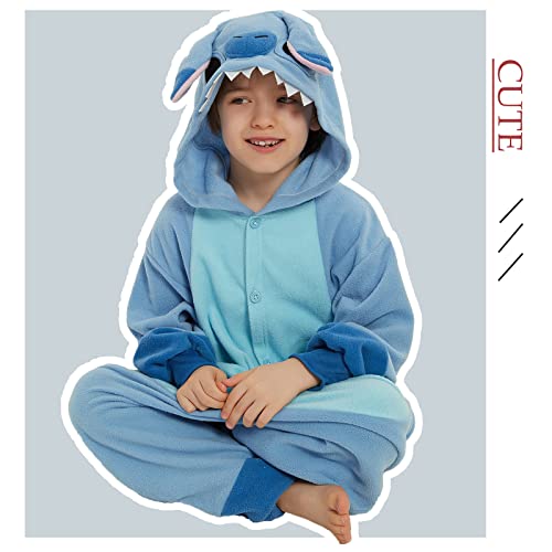 Sweetxin Kids Animal Onesie Pajamas Halloween Christmas Suit Cosplay Jumpsuit Costume For Boys Girls (As1, Age, 8_Years, Blue Stitch) #TOP2