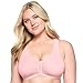 Glamorise Full Figure Plus Size Front-Closure Cotton T-Back Comfort Bra Wirefree #1908 Pink Blush