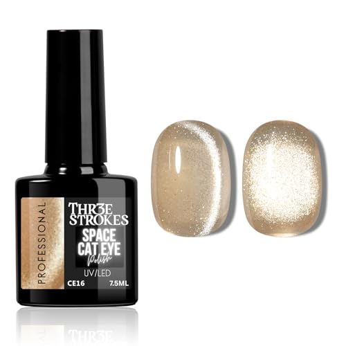 Image of THR3E STROKES 9D Glitter Cat Eye Gel Finish Magnetic Nail Polish Art Manicure DIY at Home Soak Off UV Gel 7.5ML (CE16, 7.5ML)