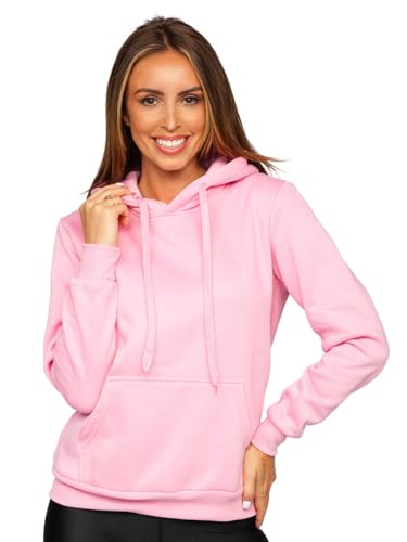 BOLF Femme Sweat-Shirt a Capuche Hoodie Sweat Manches Longues Temps Libre Sport Fitness Outdoor Basic Casual Style W02B Rose M [A1A]