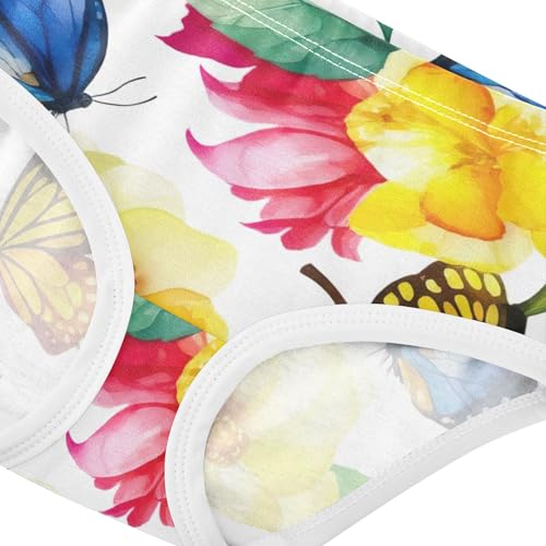 Colorful Flowers Blue Butterflies Toddler Underwear Floral 2t Cotton Panties Little Girl Aesthetic Briefs Girls Undies4