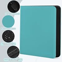 WITHYU 12 Taschen Sammelalbum für Karten, 720 Karten Kapazität - Wasserdichter Karten Ordner Side Loading mit Reißverschluss für TCG, Fußball & Sammelkarten, Tragbar (Aquamarin) – Ansicht 5