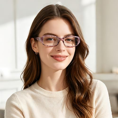 Image of Henotin 6 Pack Reading Glasses for Women, Blue Light Blocking Pattern Print Readers, Spring Hinge Computer Eyeglasses (Multi-Color, 1.75, multiplier x)