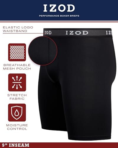 IZOD Mens Boxer Briefs - 5 Pack Performance Stretch Underwear Long Leg Boxers with Contour Pouch (Sizes: S-XL)2