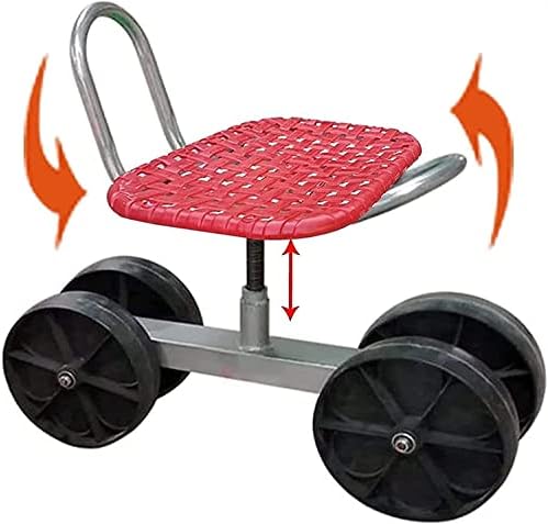 VIETOL Gardening Seat On Wheels, Adjustable Height 360 Swivel Heavy Duty Garden Stool with Backrest for Weeding Gardening Lawn Care