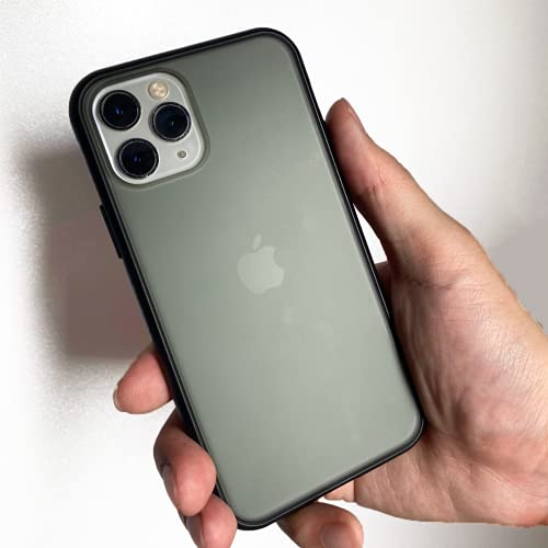 iMall Shockproof Compatible for iPhone 11 Pro Case, Translucent Matte Hard PC Back with Soft Silicone Edge. Slim Fit, Non-Slip Protective iPhone Case, Black