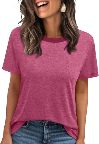 Jescakoo Summer Short Sleeve Shirts Crewneck Summer Tops Casual Cut Tees Simple S