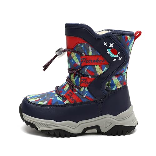 IWIHMIV Girls Winter Boots Kids Mid Calf Boot Outdoor Boys Thickened Warm Comfortable Non Slip Winter Booties4