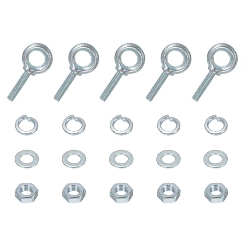 uxcell 5 Pack M8 Galvanized Carbon Steel Eye Bolts, 5/16
