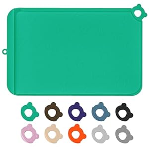 Dog Food Mat, Silicone Dog Mat for Food and Water -Pet Feeding Mats with Residue Collection Pocket, Waterproof Dog Cat Bowl Mats with Raised Edges and Hooks, Placemats for Cats and Dogs Water Bowl