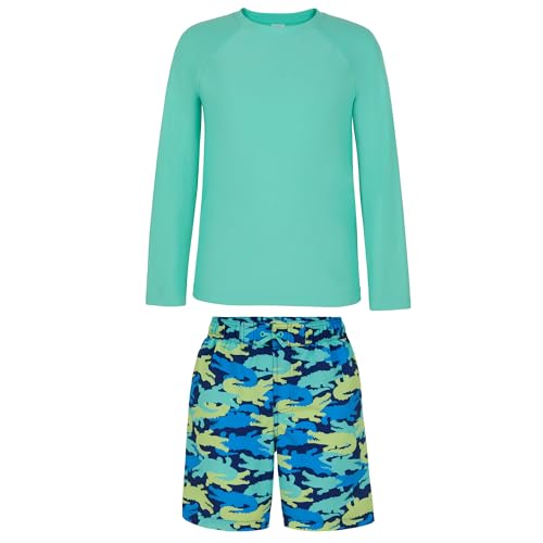 Image of Saint Eve Kids 2 Piece Swim Suit Short & Trunks Set with UPF 50+ Protection - Rash Guard Swimsuit Top & Shorts Sets for Boys