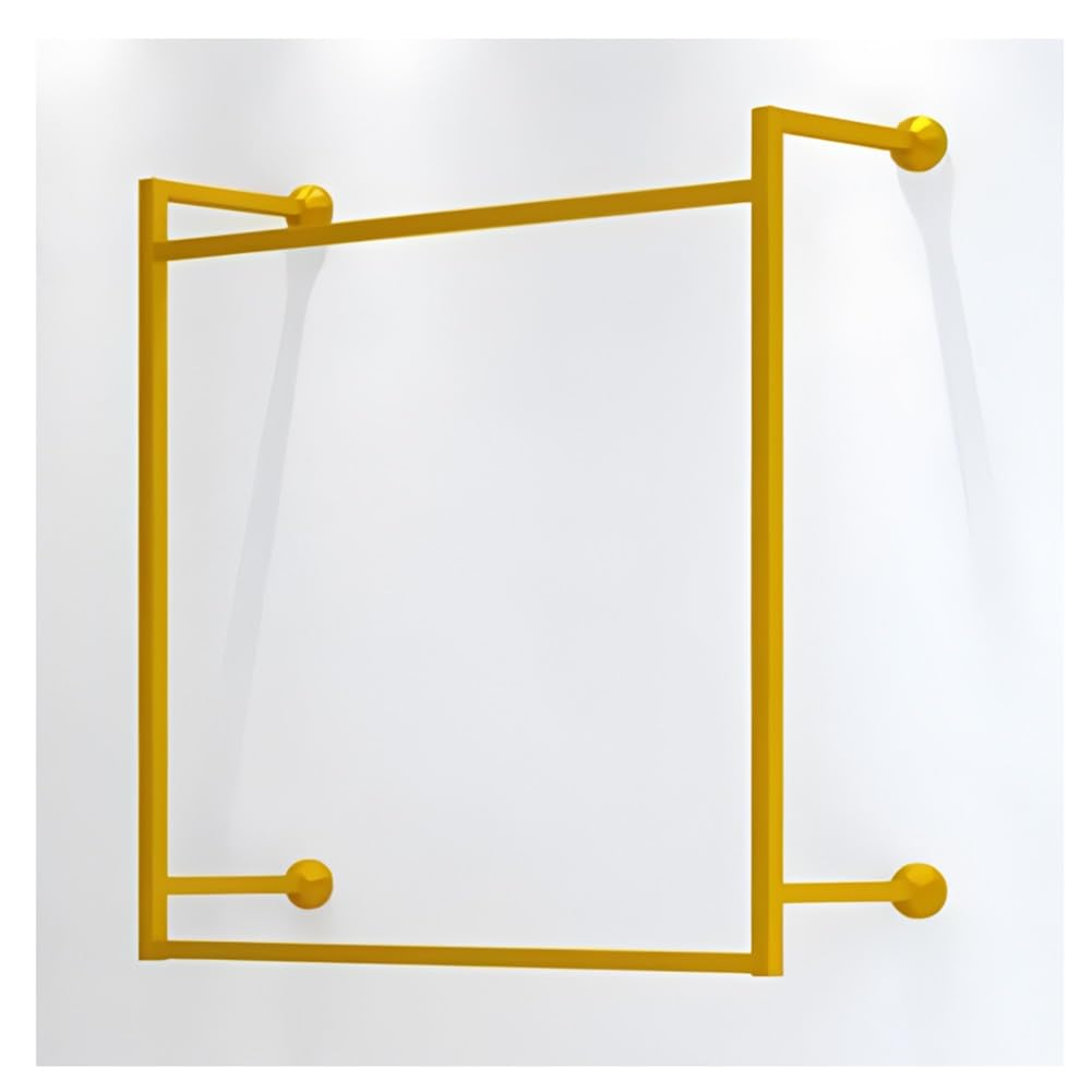SaryEdge 1PCS Industrial Wall-Mounted Clothes Rack Detachable Metal Garment Rail Multi-Purpose Hanging Rod for Closet Storage Double Pole Clothing Shelf White,Gold-,Gold-80x100 cm