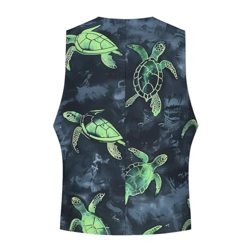 Turtles Tie Dye Pattern Suit Vest for Men Casual Business Tuxedo Slim Fit Suit Vests Lightweight Waistcoat4