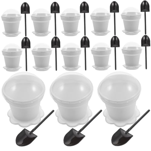 BESTOYARD 20pcs Mini Paper Cups Plant Containers Flower Pot Cupcake Cups Dessert Cups Pot for Plants Tasting Cups Cake Container Pots for Plants Jelly Cups Cake Pan Pudding White, 11*8cm -  812652885578