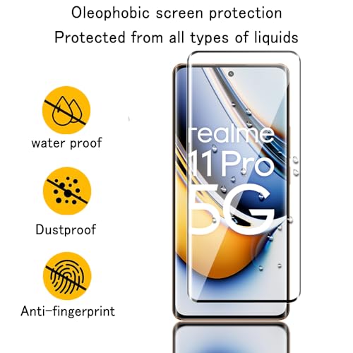 Tzstz 3Pcs Tempered Glass Screen Protector for Realme 11 Pro/11 Pro Plus 5G Hardness 9H Anti Scratch Realme 11 Pro/11 Pro+ Screen Protector - Image 4