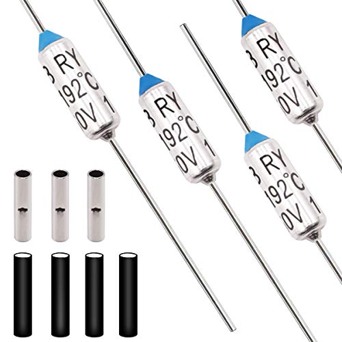 Tnisesm 10 Pcs 192 Fahrenheit Metal Thermal Cutoffs Thermal Fuse 10A 250V with Non-Insulated Butt Connectors(22-18 AWG) for Motor Transformer Electric Industrial Home Appliance 192°+BN0.75