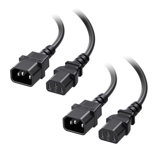Cable Matters 2er-Packung kaltgerätekabel verlängerung, Verlängerungskabel, Netzkabel vom Computer an die PDU, Stromverlängerungskabel 2 m (Netzkabel IEC C14 an IEC C13 PDU)