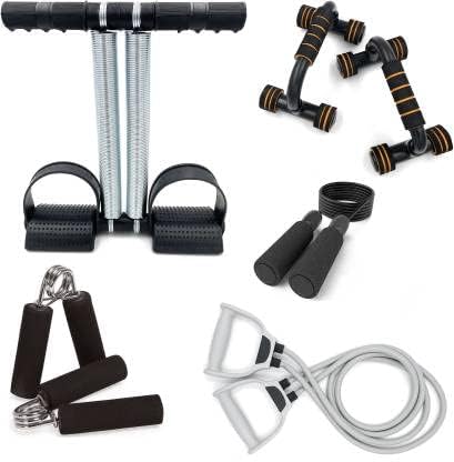 SIXTEEN Gym Equipment Set for Home Workout Combo Men Women Exercise Kit – Included Items (Tummy Trimmer, Toning Tube Band, Pushup Stand, Skipping Rope, Hand Gripper (B0CQYWRWGF) Amazon Price History, Amazon Price Tracker
