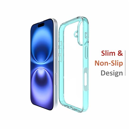 Image of for iPhone Case 16, [Anti-Yellowing Technology] [Military Grade Drop Protection] Shockproof Slim Hybrid Phone Case for iPhone 16 - Crystal Aqua Blue
