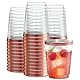 AUTOWNLUX 50 Stück Hartplastik Plastikbecher mit Roségoldem Rand, 300ml/10oz Kunststoff Trinkbecher, Mehrweg Transparent Partybecher für Party, Hochzeiten, Geburtstag