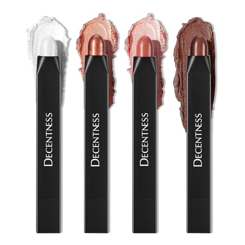 DECENTNESS Eyeshadow Stick Makeup Set,Shimmer and Matte Cream Eye Shadow Stick,Waterproof Long Lasting Eyeshadow Pencil Crayon Set for Women,4 PCS (Z3)