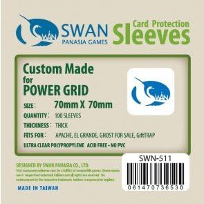 Swan Premium Card Sleeves (70x70mm) - 100 Pack, Thick Sleeves - Power Grid, GiftTRAP