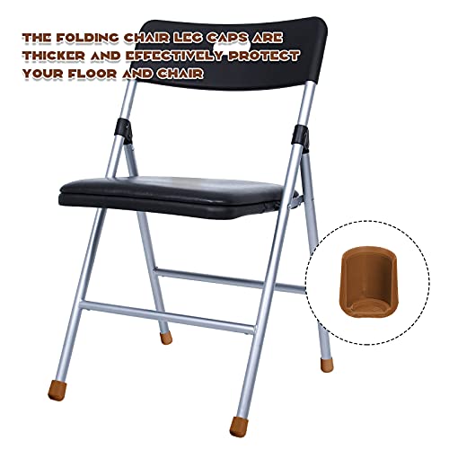 Image of Jetec 72 Pcs 7 /8 Inch Folding Chair Leg Caps Heavy-Duty Plastic Chair End Caps Non-marring Furniture Glides Round Hardwood Floor Protectors (Brown)