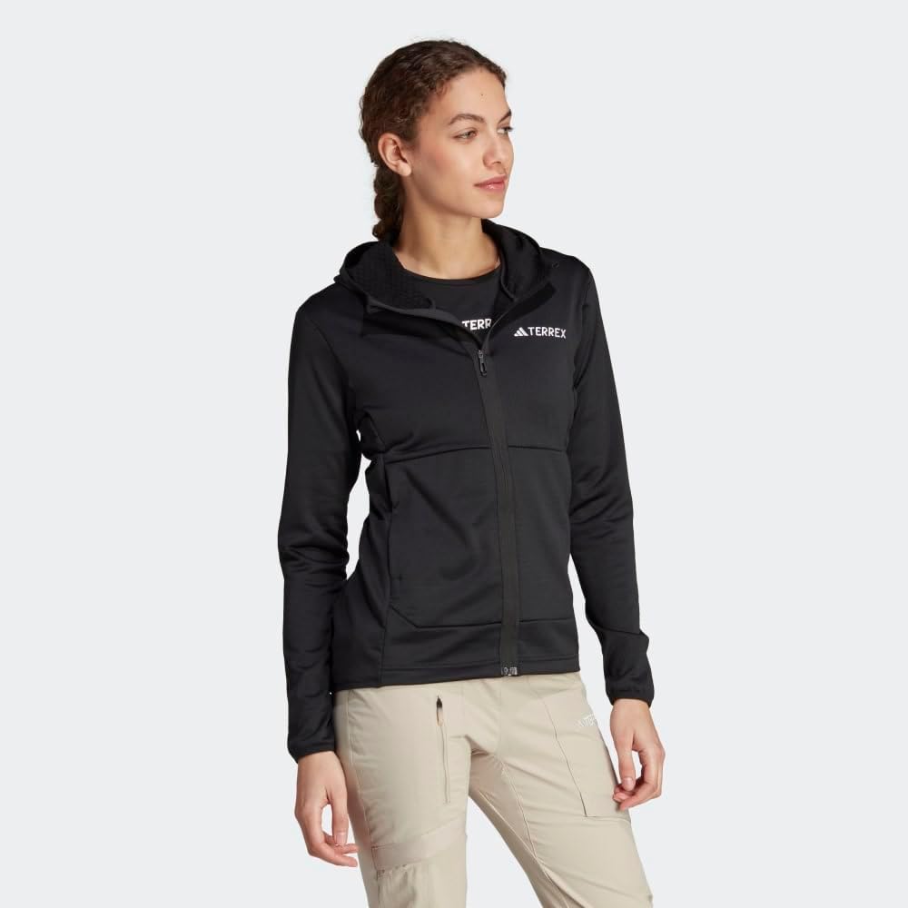 adidas Women's Terrex Xperior Light Fleece Hooded Jacket X-Large Black image 4 of 10 B0BHMWBQXR