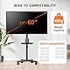 TV-Ständer Rollbar für 23-60 Zoll Fernseher - Höhenverstellbar Mobiler TV Ständer mit Rollen und Medienablage, für Büro, Wohnzimmer, Gaming, Hält bis zu 40 KG, Max VESA 400x400mm, Schwarz