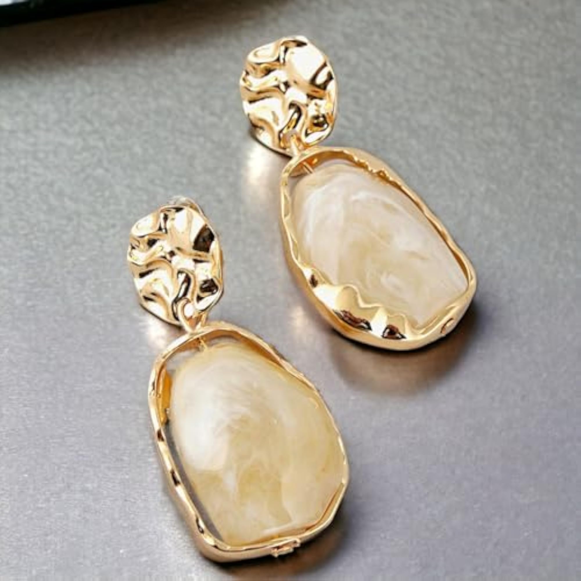 18k Plated Stone Dangle Earrings For Women