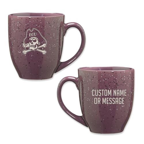 Image of Rico Industries NCAA East Carolina Pirates Purple Personalized 16 oz Team Color Laser Engraved Speckled Ceramic Coffee Mug