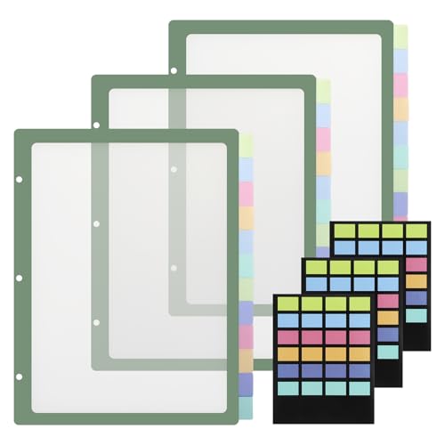 36 Pcs/3 Set 12 Tabs Binder Dividers for 3 Ring, Clear Monthly Notebook