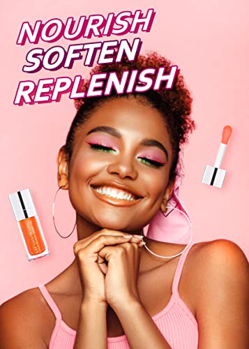 Feimini Hydrating Lip Glow Oil, Moisturizing Lip Oil Gloss Transparent Plumping Lip Gloss, Lip Oil Tinted For Lip Care And Dry Lips - Coral #TOP1