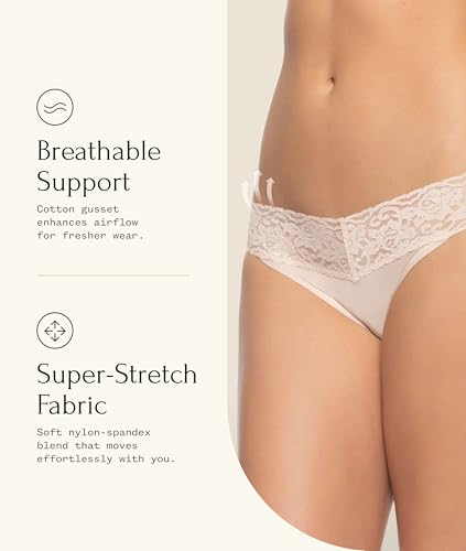 Image of Felina Assorted Color Stretchy Bikini Underwear (5-Pack), Small-Medium, Seamless Panties for Women, Sexy Lingerie, Lace No Show Underwear