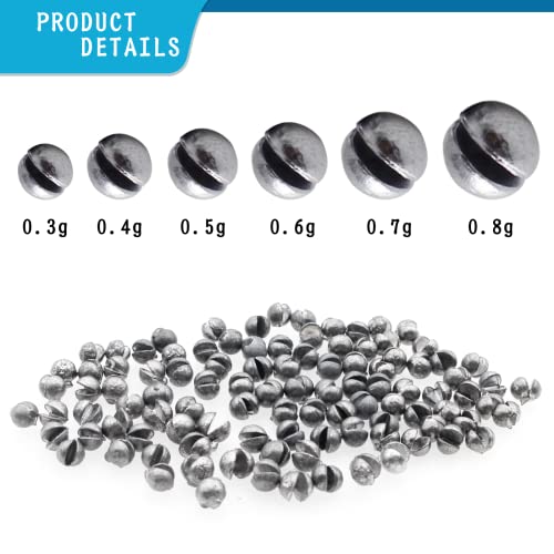 Gefischtter 117pcs Fishing Weight Sinkers Lead Weights Round Split Shot Sinker Removable Fishing Line Sinkers 6 Sizes - Thumbnail 4