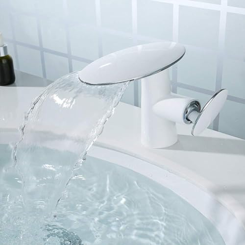 Robinet lavabo cascade en laiton massif avec commande monocommande