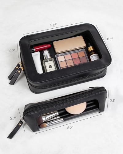 Image of LETGO 2Pack Clear Makeup Bags Set, Travel Toiletry Bag Zipper Storage Organizer Pouch, Versatile Storage Stationery, Travel Storage Bag, Pencil Case Car Accessory Bag(Black)