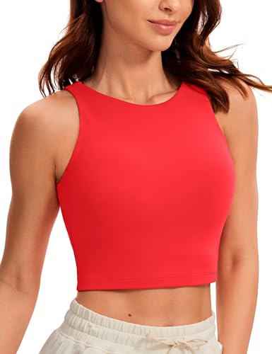 Image of CRZ YOGA Butterluxe Double Lined Crop Tank | Casual, Extremely Soft, Tight Fit, High Neck, Racerback, Sleeveless Tops for Women