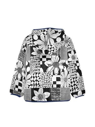 Geometric Floral Buffalo Plaid Girls Fleece Jacket Girls Fall Boys Coats Zip Up Hoodie Children Outerwear 2-10T2