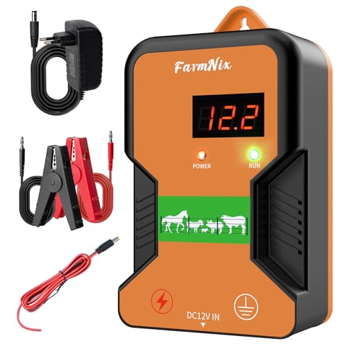 15KM Clôture Électrique pour Bétail Animaux, Électrificateur de Clôture Électrique, Haute Puissance 12V 2.0J 10 Miles, Cloture Electrique pour une...