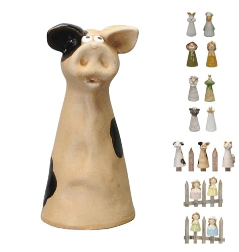 NETPROSHOP Zaunhocker Zaunfigur Viele Tiere und Figuren Steinzeug Höhe ca. 16-18 cm Auswahl:Schwein