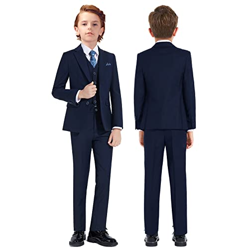 Marvelous Kids Boys Formal Suit Set 5 Pieces Ring Bearer Outfit Dark Blue Suits Size 10 thumb #2
