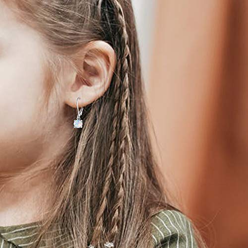 White Opal Leverback Drop Earrings Round 6Mm Birthstone Nickel Free Hypoallergenic For Teen Girls Women #TOP1