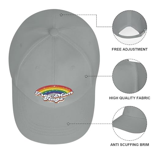 Free Mom Hugs Hats for Men Unstructured Wide-Brim Cool Hats for Teenage Boys Baseball Caps for Running Men4
