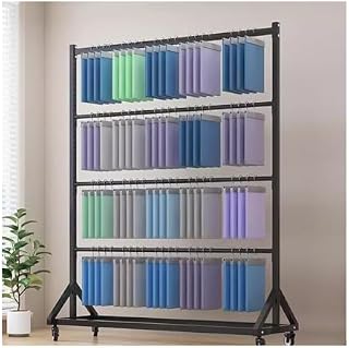 Mobile Fabric Storage Rack with Wheels, Floor-Standing Display Stand for Curtains, Quilts & Blankets, Metal Sample Fabric Organizer (180x180 cm)
